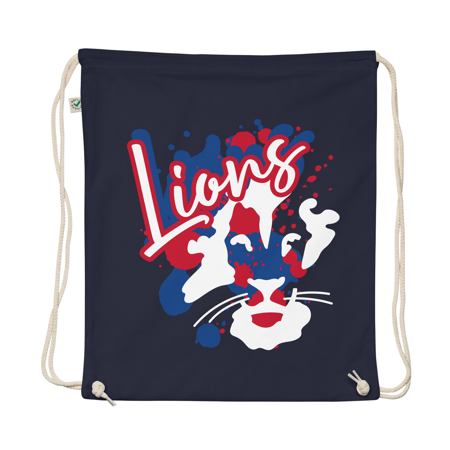 Lions Organic Cotton Drawstring Bag (Splatter)