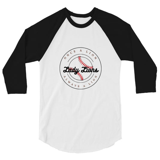 Lions Baseball Tee 3/4 Sleeve Raglan Shirt Unisex (Lady Lions Softball)