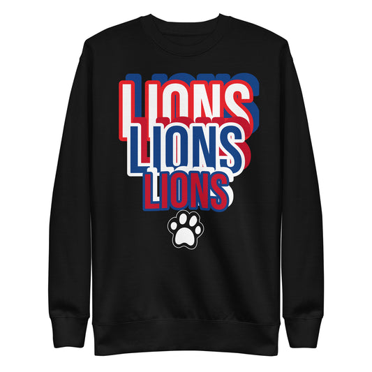 Lions Unisex Premium Sweatshirt (Spellout Paw)