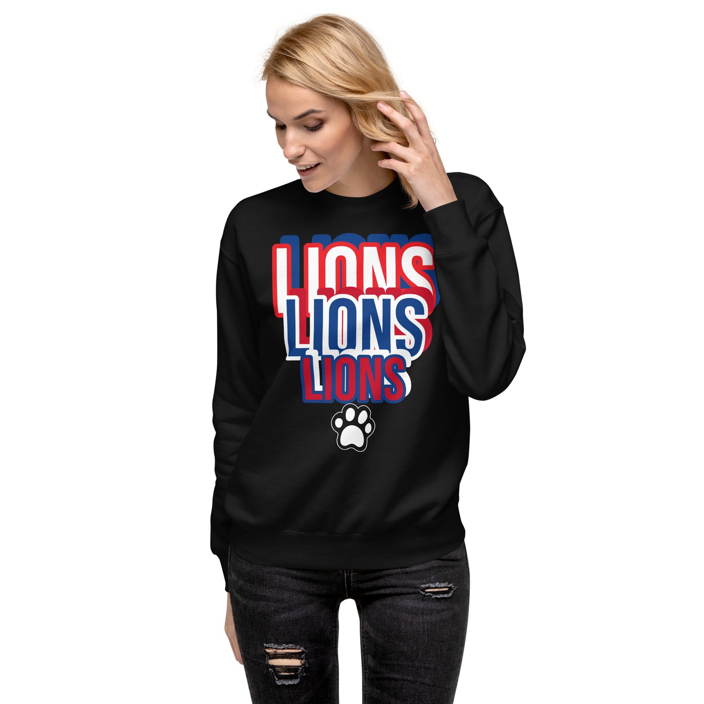 Lions Unisex Premium Sweatshirt (Spellout Paw)