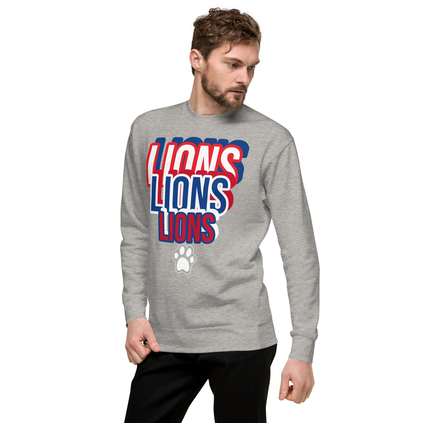 Lions Unisex Premium Sweatshirt (Spellout Paw)