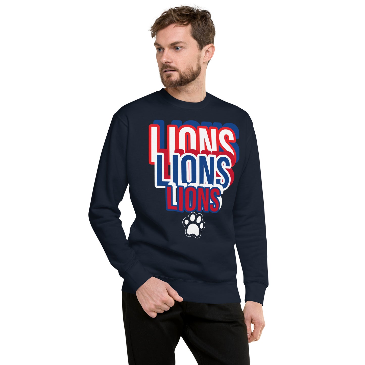 Lions Unisex Premium Sweatshirt (Spellout Paw)