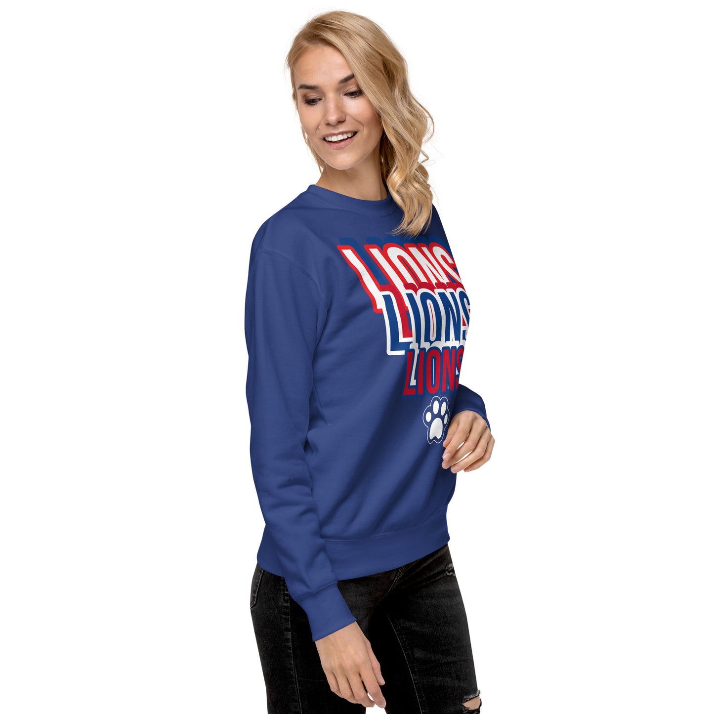 Lions Unisex Premium Sweatshirt (Spellout Paw)