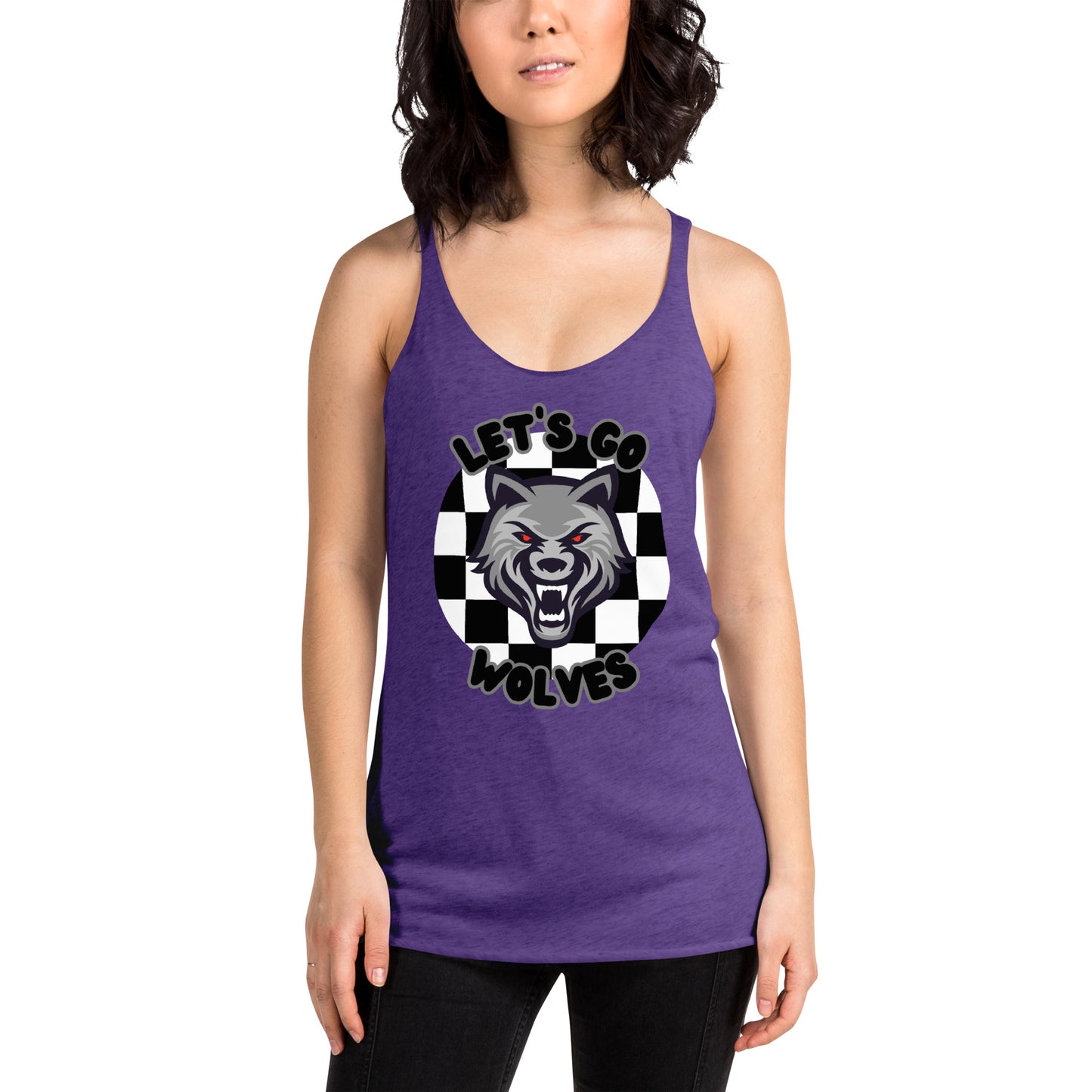 Wolves Women's Racerback Tank (checkered)