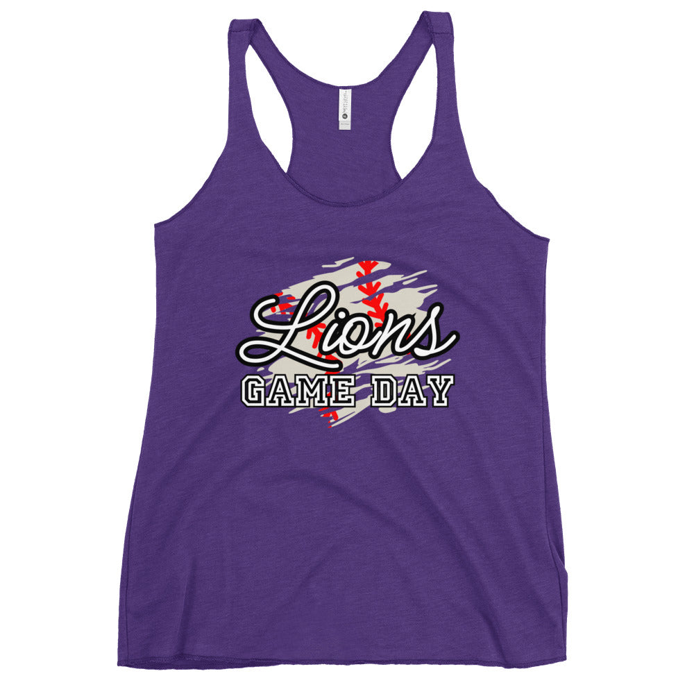 Lions Women's Racerback Tank (Distressed Baseball)