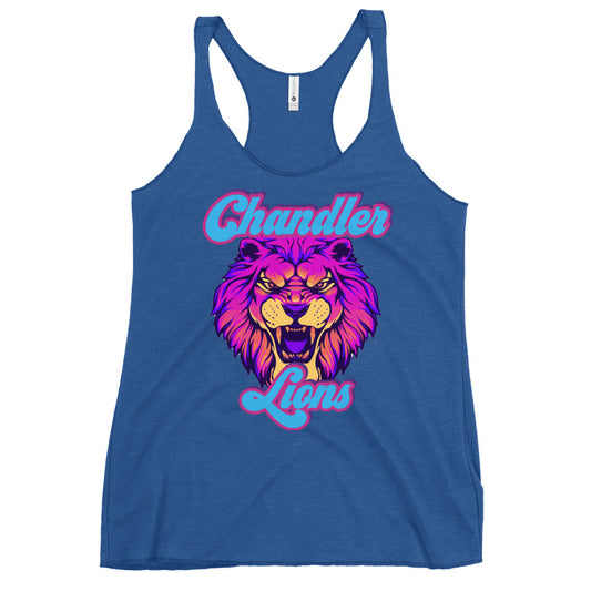 Chandler Lions Women's Racerback Tank (Neon Retro)