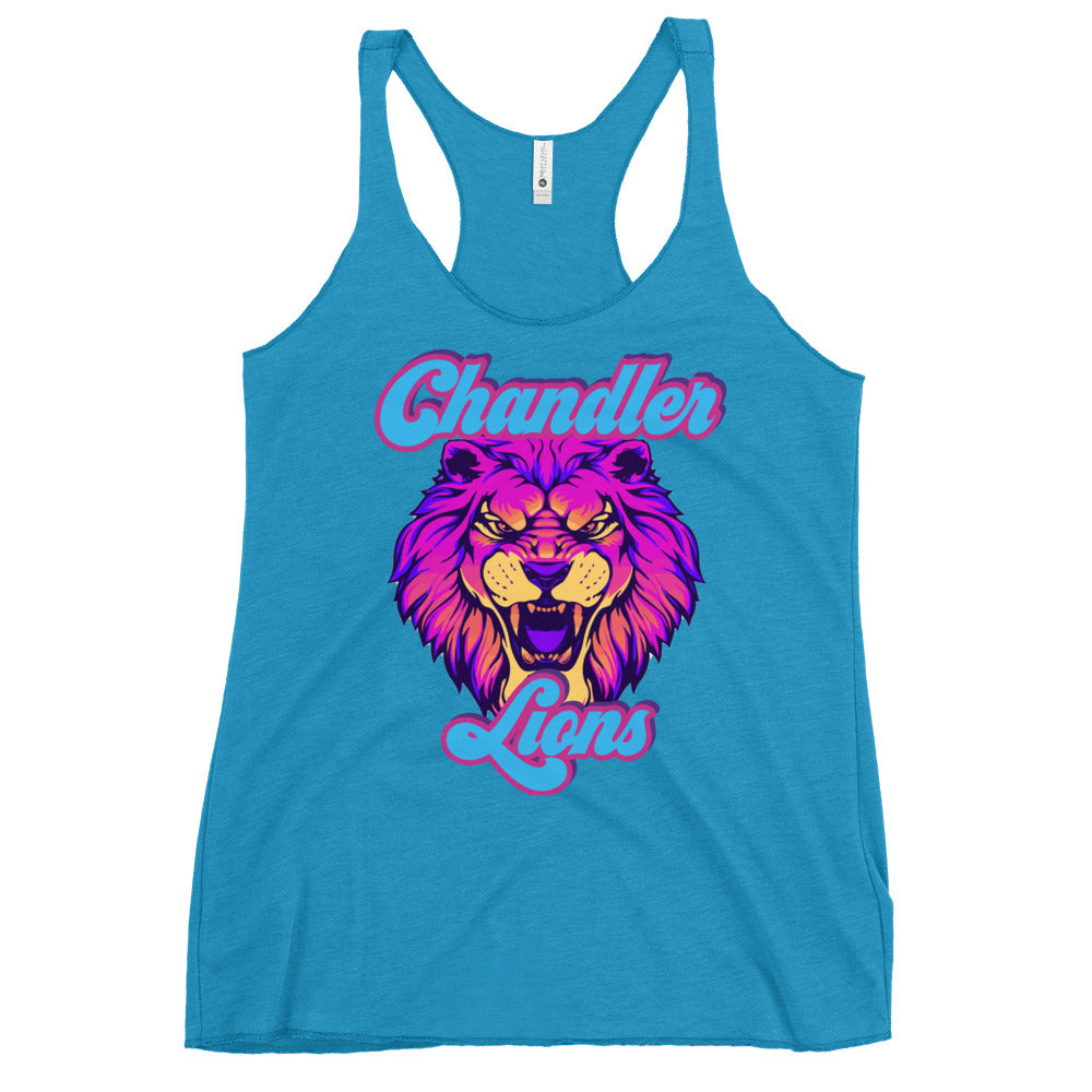 Chandler Lions Women's Racerback Tank (Neon Retro)