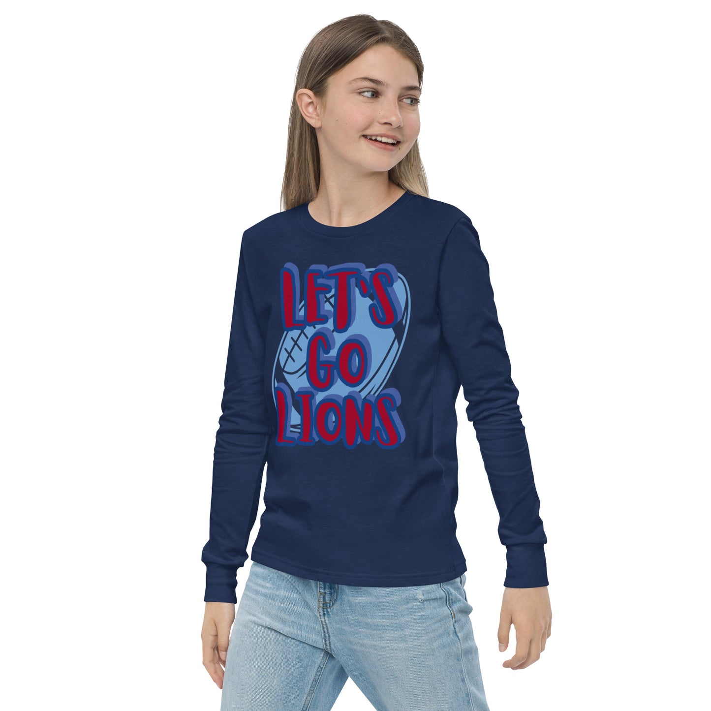 Lions Youth Long Sleeve Tee (Lets Go) Bella Canvas