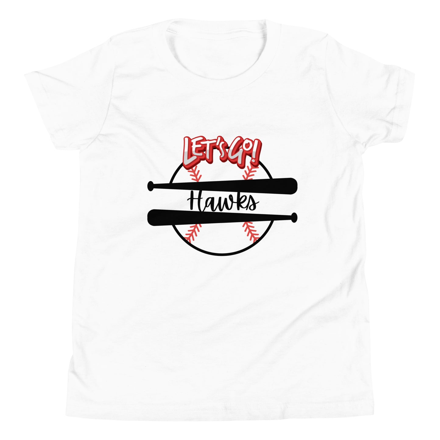 Hawks Youth Short Sleeve T-Shirt (Lets Go Baseball)